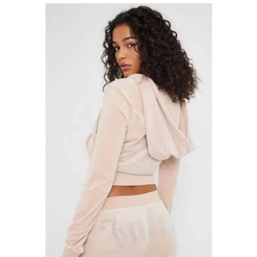 ❤️JUICY COUTURE SIGNATURE Y2K BEDAZZLED OB BLING VELOUR ZIP-UP HOODIE NWT - Picture 2 of 9